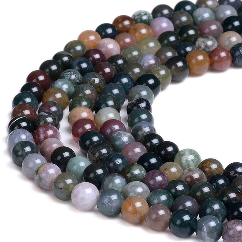 PLTbeads خرز الأحجار الكريمة الطبيعية PLTbeads خرز دائري ناعم تقريبا 15 بوصة لصنع الأساور والقلائد (6 مم، عقيق هندي) - Image 1